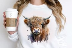 Watercolor Cute Highland Cow PNG Clipart Product Image 3