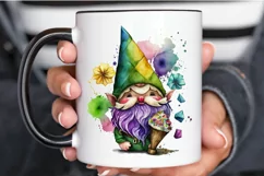Watercolor Cute Gnome Mardi Gras PNG Clipart Product Image 3