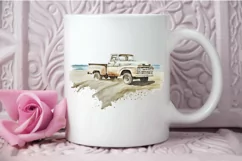 Watercolor Beach Truck PNG Clipart Product Image 3