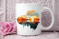 Watercolor Vintage Sunglasses Sunset PNG Clipart Product Image 3