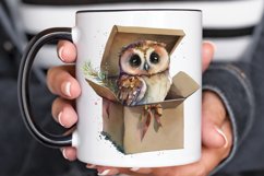 Watercolor Cute Owl Girl in Gift Box PNG Clipart Product Image 3