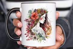 Watercolor Floral Boho Girl PNG Clipart Product Image 3