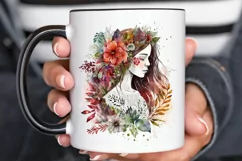 Watercolor Floral Boho Girl PNG Clipart Product Image 3