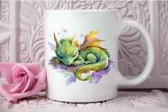 Watercolor Cute Baby Dragon Sleeping PNG Clipart Product Image 3