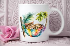 Watercolor Cute Cat in a Hammock PNG Clipart Product Image 3