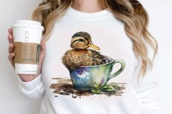 Watercolor Cute Mallard with a Cup PNG Clipart Product Image 3
