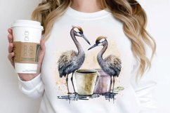 Watercolor Cute Cranes with a Cup PNG Clipart Product Image 3