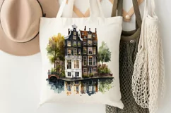 Watercolor Amsterdam Canal House PNG Clipart Product Image 3