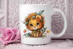 Watercolor Cute Baby Lion Kawaii Cartoon PNG Clipart Product Image 3