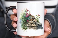 Watercolor Floral Stone Wall PNG Clipart Product Image 3