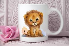 Watercolor Cute Baby Lion Kawaii Cartoon PNG Clipart Product Image 3