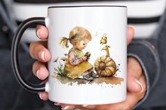Watercolor Little Girl and Snails PNG Clipart Product Image 3