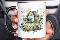 Watercolor House in Flower Garden PNG Clipart Product Image 3
