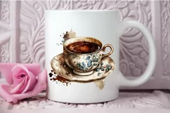 Watercolor Vintage Coffee Cup PNG Clipart Product Image 3