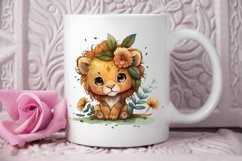 Watercolor Cute Baby Lion Kawaii Cartoon PNG Clipart Product Image 3