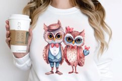 Watercolor Cute Couple Owl PNG Clipart Product Image 3