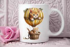 Watercolor Cute Kitten with Air Balloon PNG Clipart Product Image 3