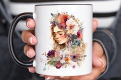 Watercolor Floral Boho Girl PNG Clipart Product Image 3