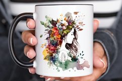 Watercolor Floral Boho Girl PNG Clipart Product Image 3