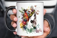 Watercolor Floral Boho Girl PNG Clipart Product Image 3