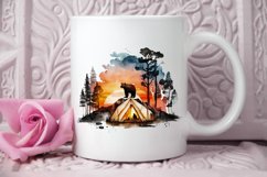 Watercolor Bear Camping at Sunset PNG Clipart Product Image 3