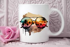 Watercolor Vintage Sunglasses Sunset PNG Clipart Product Image 3