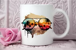 Watercolor Vintage Sunglasses Sunset PNG Clipart Product Image 3