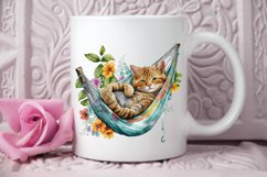 Watercolor Cute Cat in a Hammock PNG Clipart Product Image 3