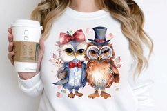 Watercolor Cute Couple Owl PNG Clipart Product Image 3