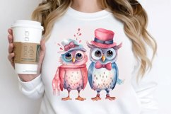 Watercolor Cute Couple Owl PNG Clipart Product Image 3