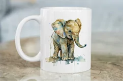 Watercolor Baby Elephant PNG Clipart Product Image 2