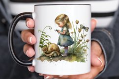 Watercolor Little Girl and Snails PNG Clipart Product Image 3