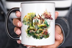 Watercolor House in Flower Garden PNG Clipart Product Image 3