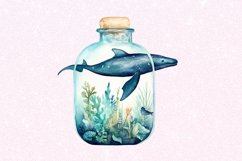 Whale in Bottle Watercolor Sublimation Clipart Product Image 2