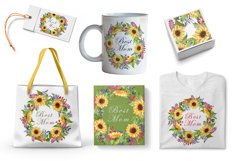 Watercolor fall sunflowers and autumn leaves wreath PNG Product Image 2