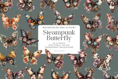 Watercolor Steampunk Butterfly Clipart Bundle Product Image 1