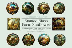 25 Watercolor Stained Glass Farm Sunflower Clipart Product Image 1