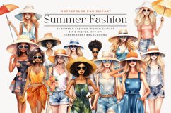 39 Watercolor Summer Fashion Clipart Product Image 1