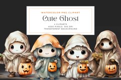 4 Watercolor Cute Ghosts Clipart Product Image 1