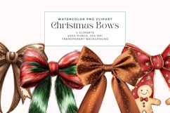 Watercolor Christmas Bows Clipart Product Image 1