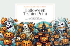 4 Watercolor Halloween T-shirt Print Clipart Product Image 1
