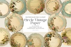 34 Watercolor Circle Vintage Paper Clipart Product Image 1