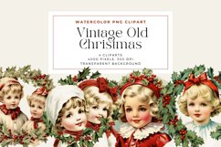 4 Watercolor Vintage Old Christmas Clipart Product Image 1