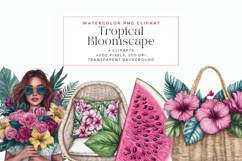 Watercolor Tropical Bloomscape Cliparts Product Image 1