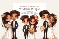 Watercolor Cute Wedding Couple Clipart Product Image 1