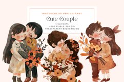 Watercolor Cute Couple Clipart Product Image 1