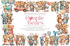 Couple Bears Watercolor Clipart Product Image 1