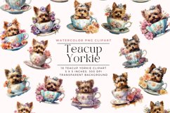 18 Watercolor Teacup Yorkie Clipart Product Image 1