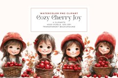 Watercolor Cozy Cherry Joy Clipart Product Image 1