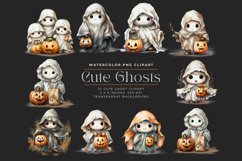 27 Watercolor Cute Ghosts Clipart Product Image 1